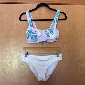 Billabong and Rip Curl Purple and White Bikini Set Athletic-Inspired Design